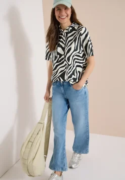 Shirt met korte mouwen, capuchon en structuur