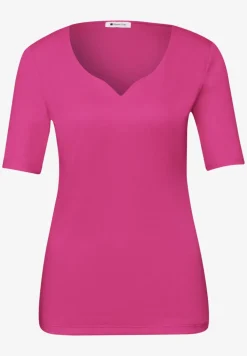 Shirt met korte mouwen en hartvormige halslijn