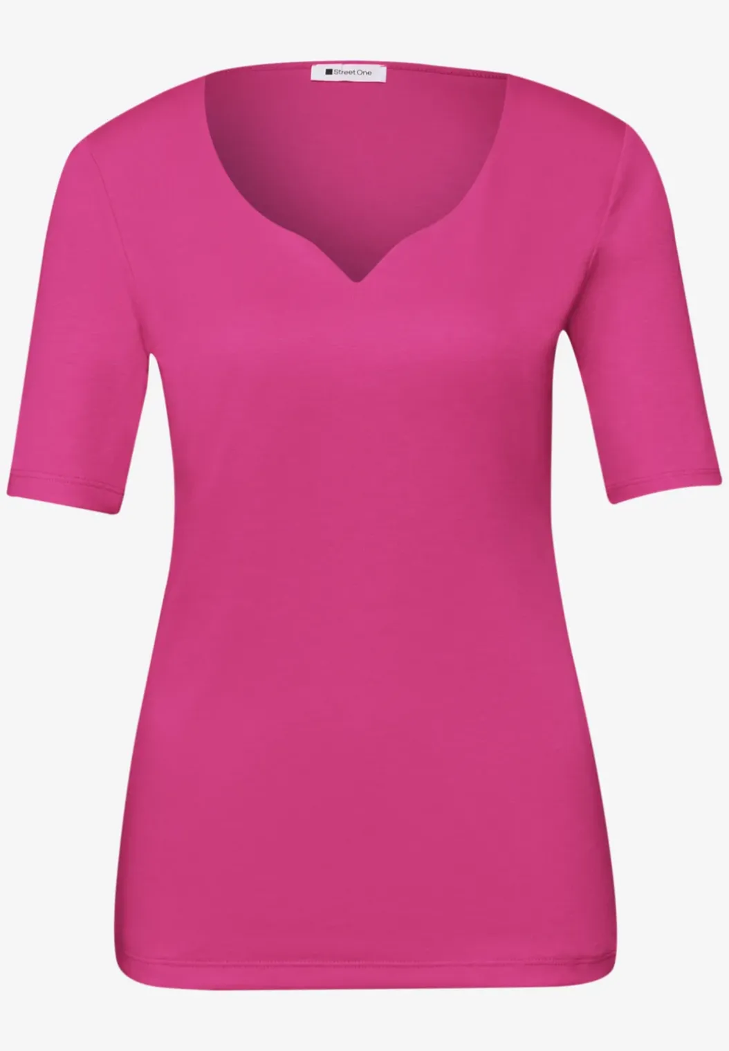 Shirt met korte mouwen en hartvormige halslijn