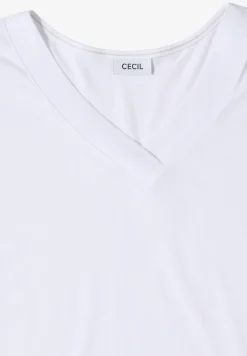 Shirt met korte mouwen en V-hals in effen kleur
