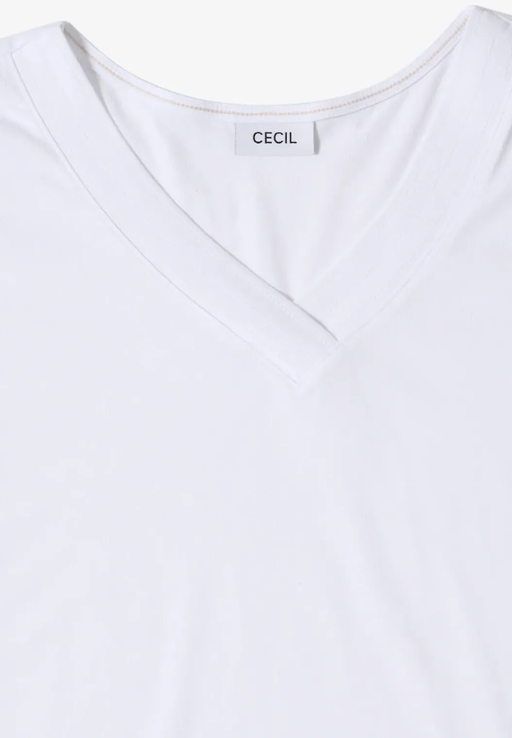 Shirt met korte mouwen en V-hals in effen kleur