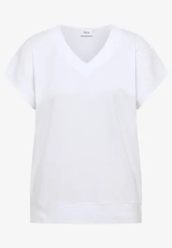 Shirt met korte mouwen en V-hals in effen kleur
