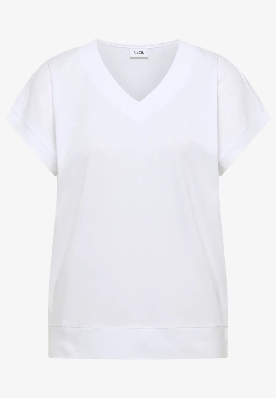 Shirt met korte mouwen en V-hals in effen kleur