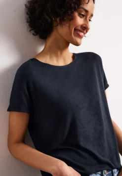 Shirt met korte mouwen en boothals