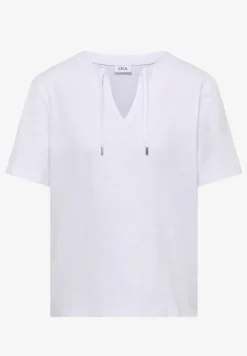 Shirt met korte mouwen en gespleten hals