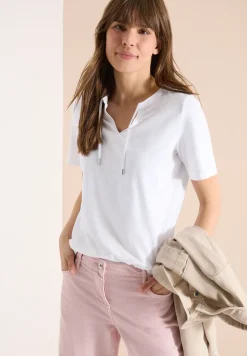 Shirt met korte mouwen en gespleten hals