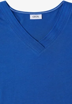 Shirt met korte mouwen en V-hals in effen kleur