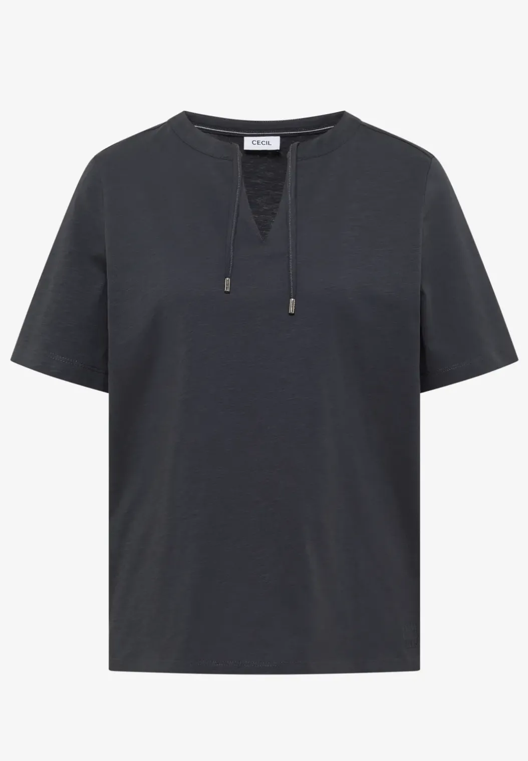 Shirt met korte mouwen en gespleten hals