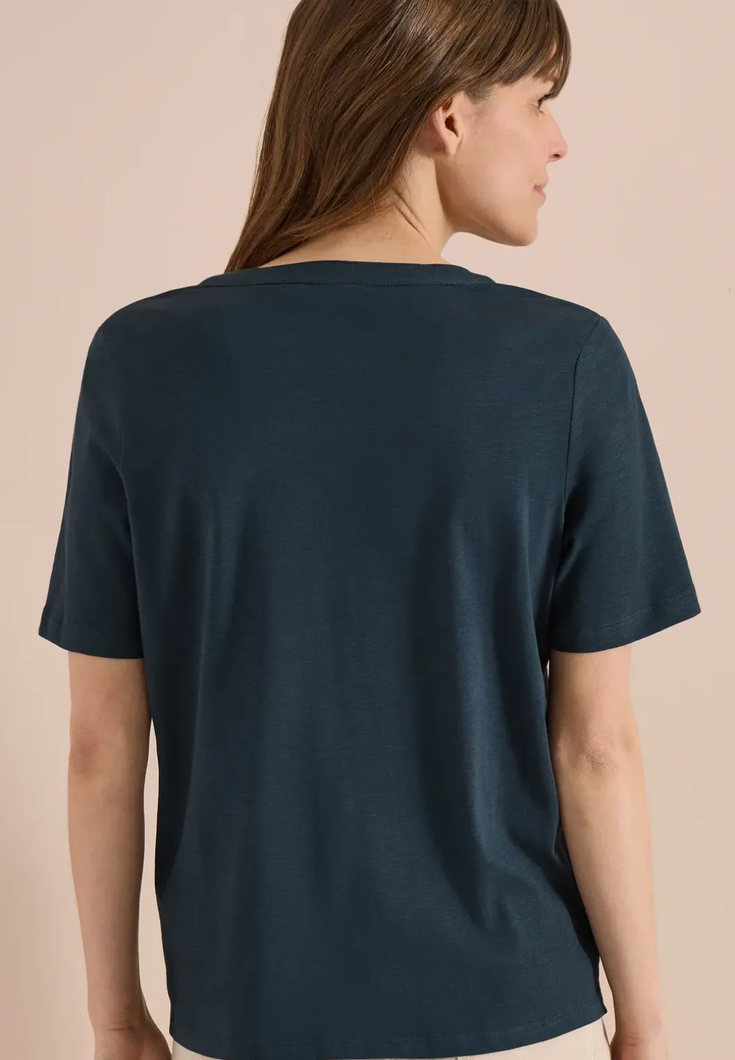 Shirt met korte mouwen en gespleten hals