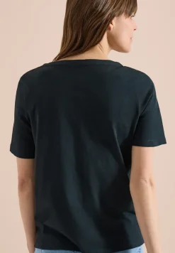 Shirt met korte mouwen en gespleten hals