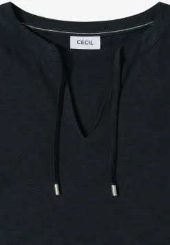 Shirt met korte mouwen en gespleten hals