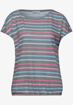 Shirt met korte mouwen, ronde hals en strepen