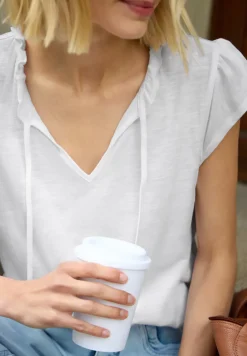 Shirt met losse schouders en gespleten hals