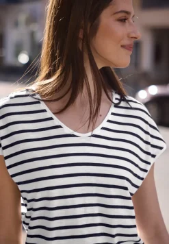 Shirt met losse schouders en strepen