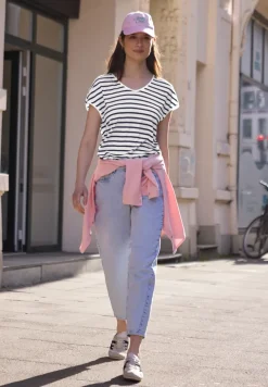 Shirt met losse schouders en strepen