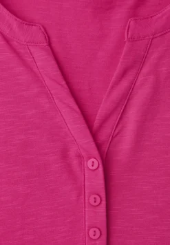Shirt met 3/4-mouwen, split neck en knopen