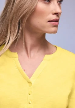 Shirt met 3/4-mouwen, split neck en knopen