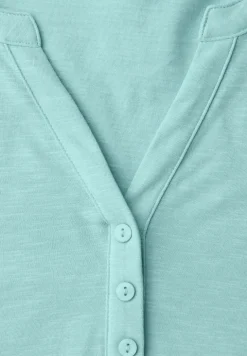 Shirt met 3/4-mouwen, split neck en knopen