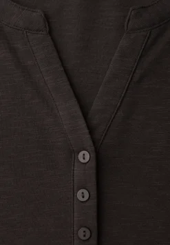 Shirt met 3/4-mouwen, split neck en knopen