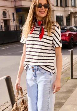Shirt met overhangende schouders in gebreide look