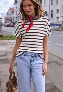 Shirt met overhangende schouders in gebreide look