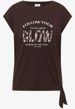 Shirt met overhangende schouder en knoopdetail