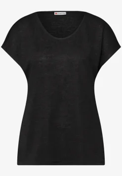 Shirt met overhangende schouders in linnenlook