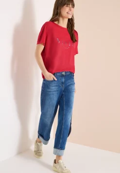 Shirt met overhangende schouders in linnenlook
