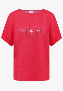Shirt met overhangende schouders in linnenlook