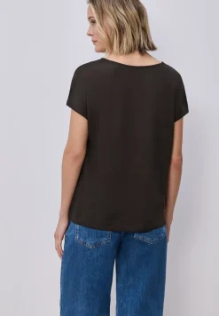 Shirt met overhangende schouders in linnenlook
