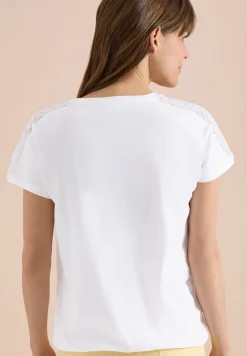 Shirt met overhangende schouders en kanten details