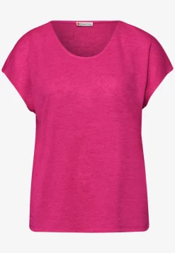 Shirt met overhangende schouders in linnenlook