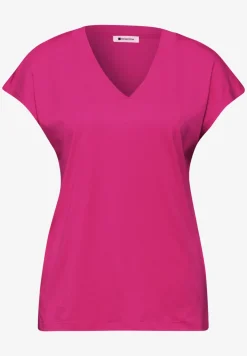 Shirt met overhangende schouders en V-hals
