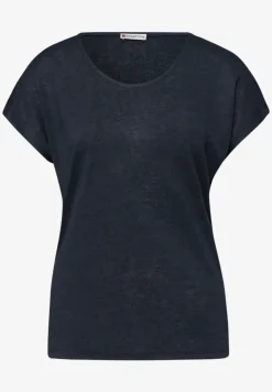 Shirt met overhangende schouders in linnenlook