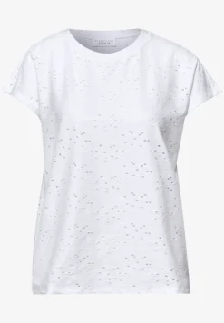 Shirt met overhangende schouder in kant
