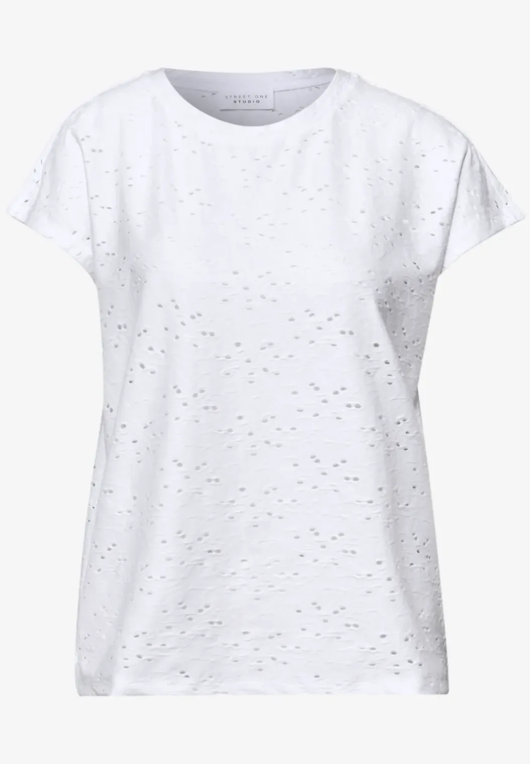Shirt met overhangende schouder in kant