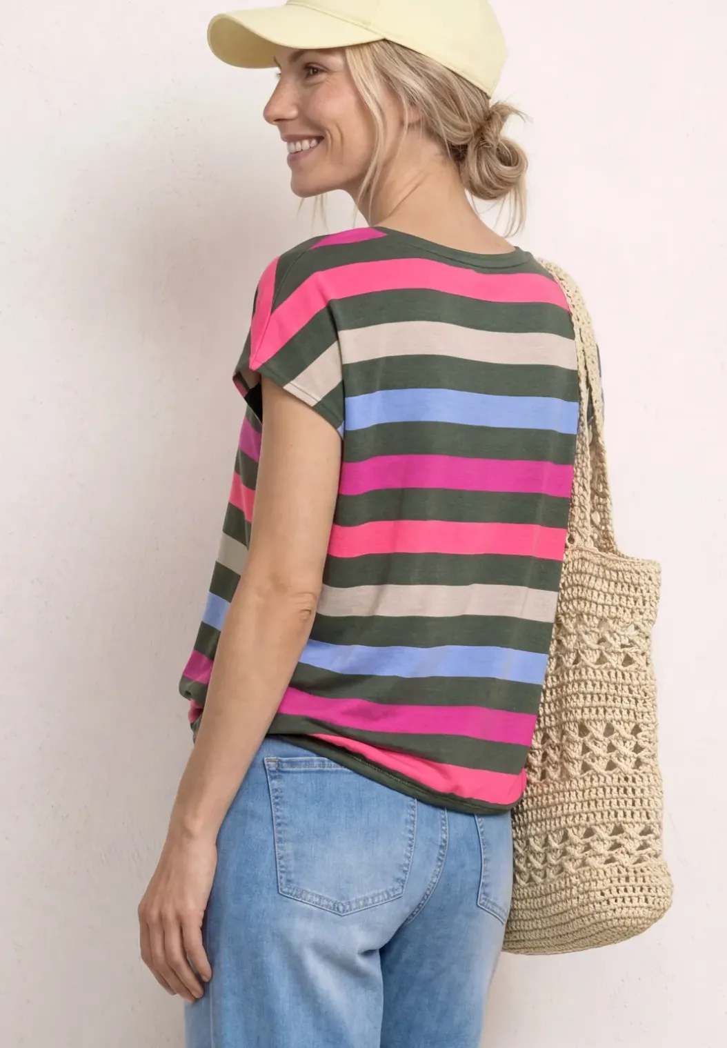 Shirt met ronde hals en elastische zoom