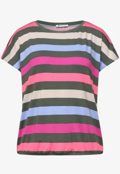 Shirt met ronde hals en elastische zoom