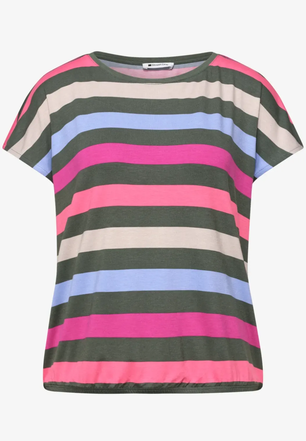 Shirt met ronde hals en elastische zoom