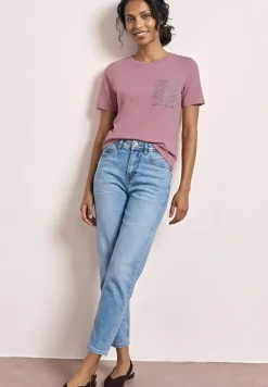 Shirt met ronde hals en edelstenen