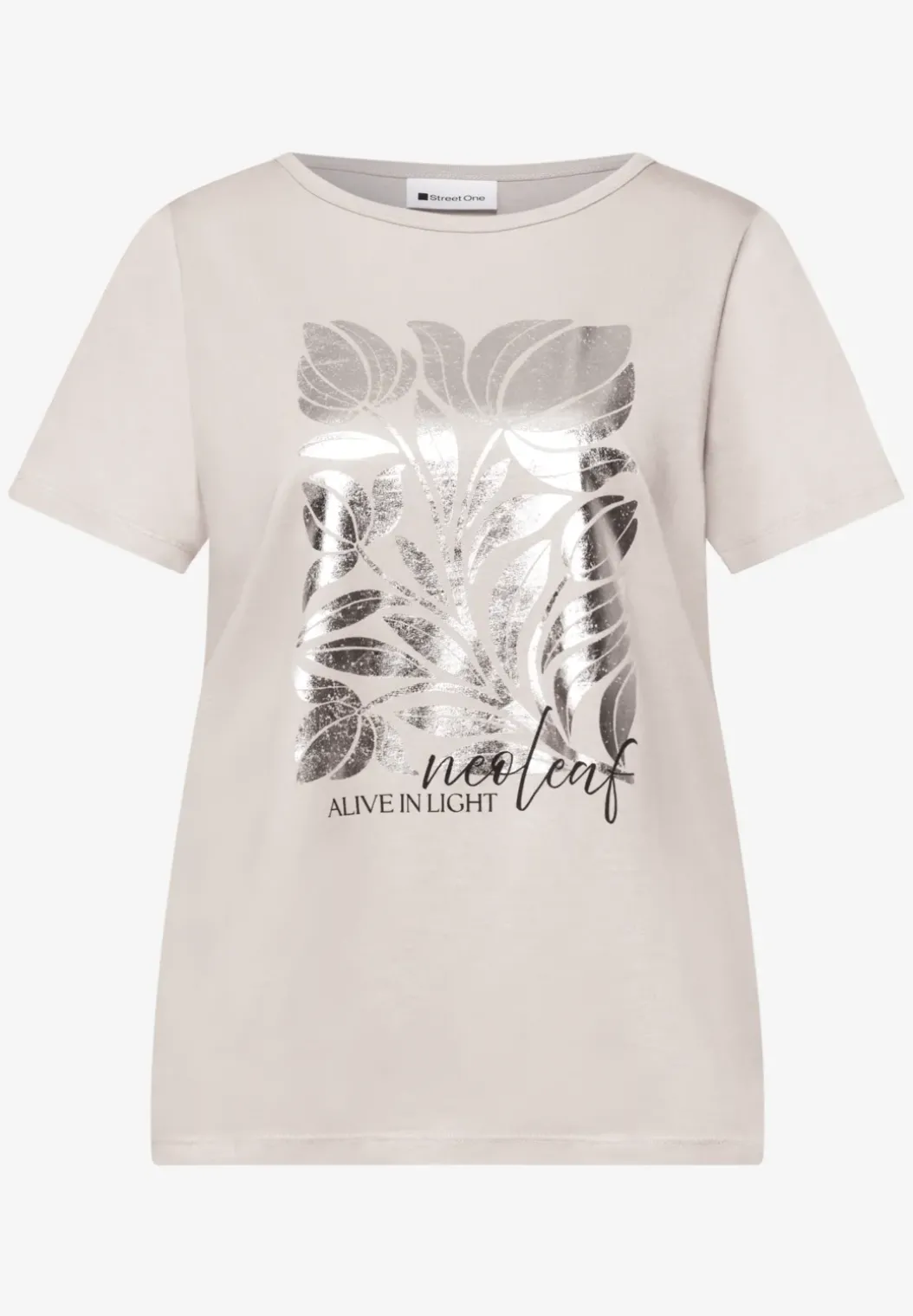 Shirt met ronde hals en foliedruk