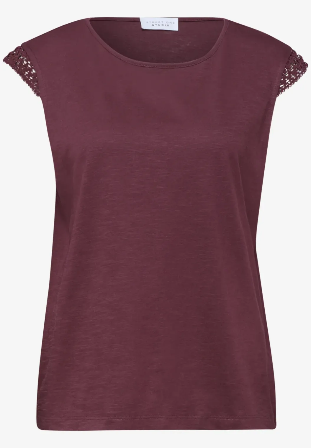 Shirt met ronde hals en gehaakte mouwen