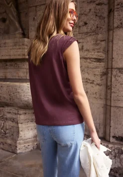 Shirt met ronde hals en gehaakte mouwen