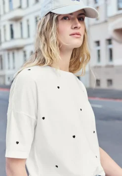Shirt met ronde hals en hartjesprint