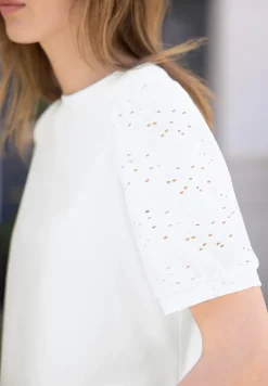 Shirt met ronde hals en kanten mouwen