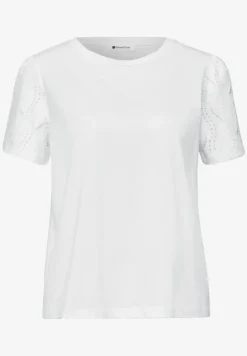 Shirt met ronde hals en kanten mouwen
