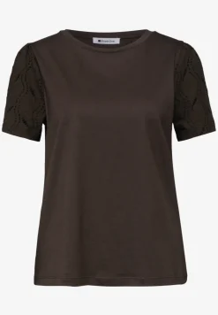 Shirt met ronde hals en kanten mouwen