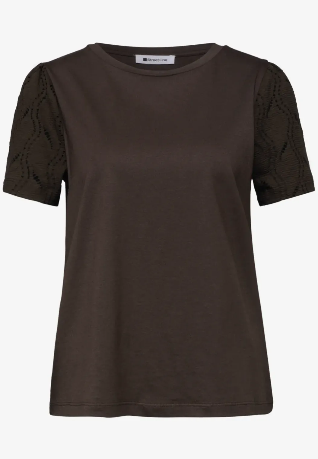 Shirt met ronde hals en kanten mouwen