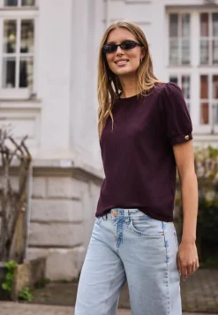 Shirt met ronde hals en knoopdetail