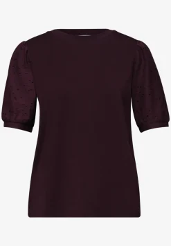 Shirt met ronde hals en kanten mouwen